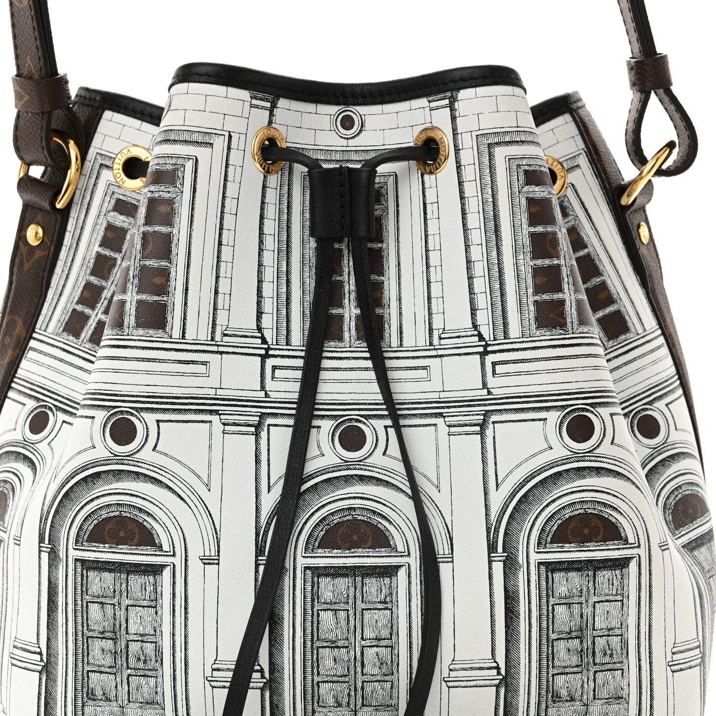 X FORNASETTI Calfskin Architettura Noe MM Black White