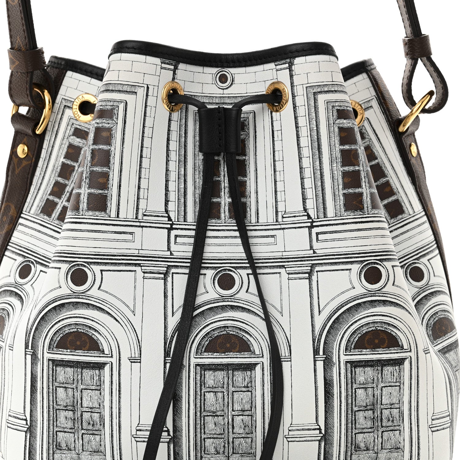 Louis Vuitton X FORNASETTI Calfskin Architettura Noe MM Black White 7 of 9