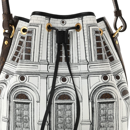 Louis Vuitton X FORNASETTI Calfskin Architettura Noe MM Black White 7 of 9