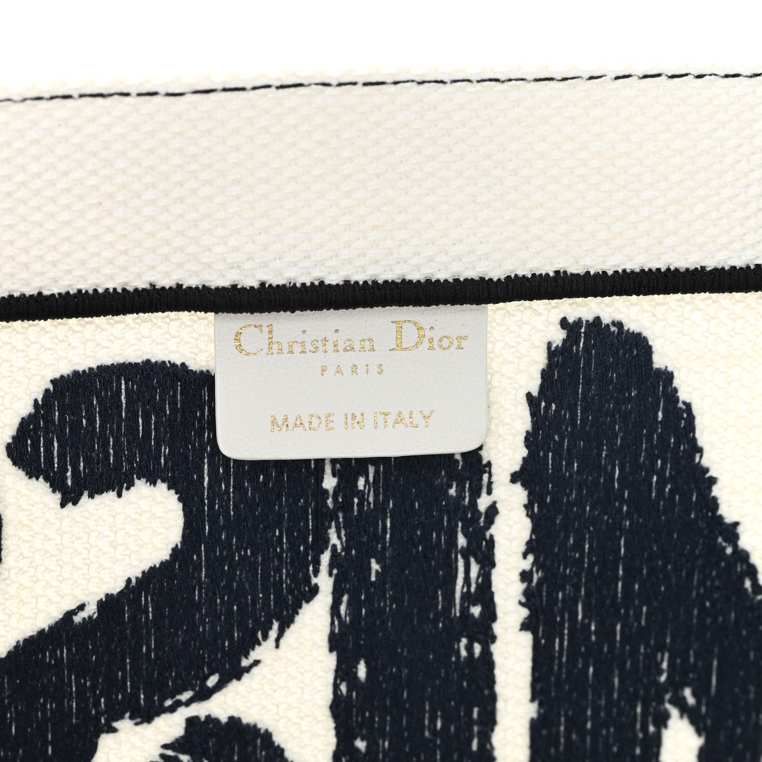 Christian Dior Canvas Embroidered Medium Miss Dior Graffiti Book Tote Navy White 6 of 11
