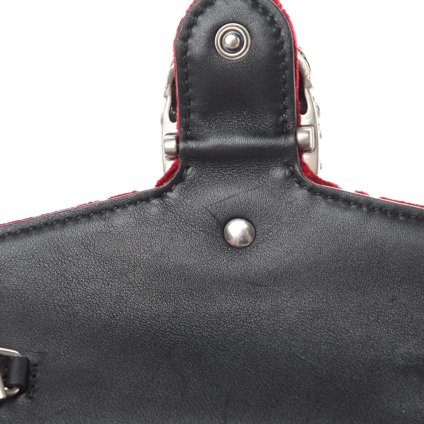 Velvet GG Monogram Super Mini Dionysus Shoulder Bag Red Cipria Black