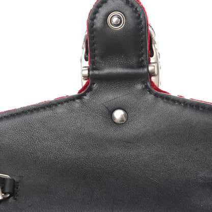Gucci Velvet GG Monogram Super Mini Dionysus Shoulder Bag Red Cipria Black 10 of 13