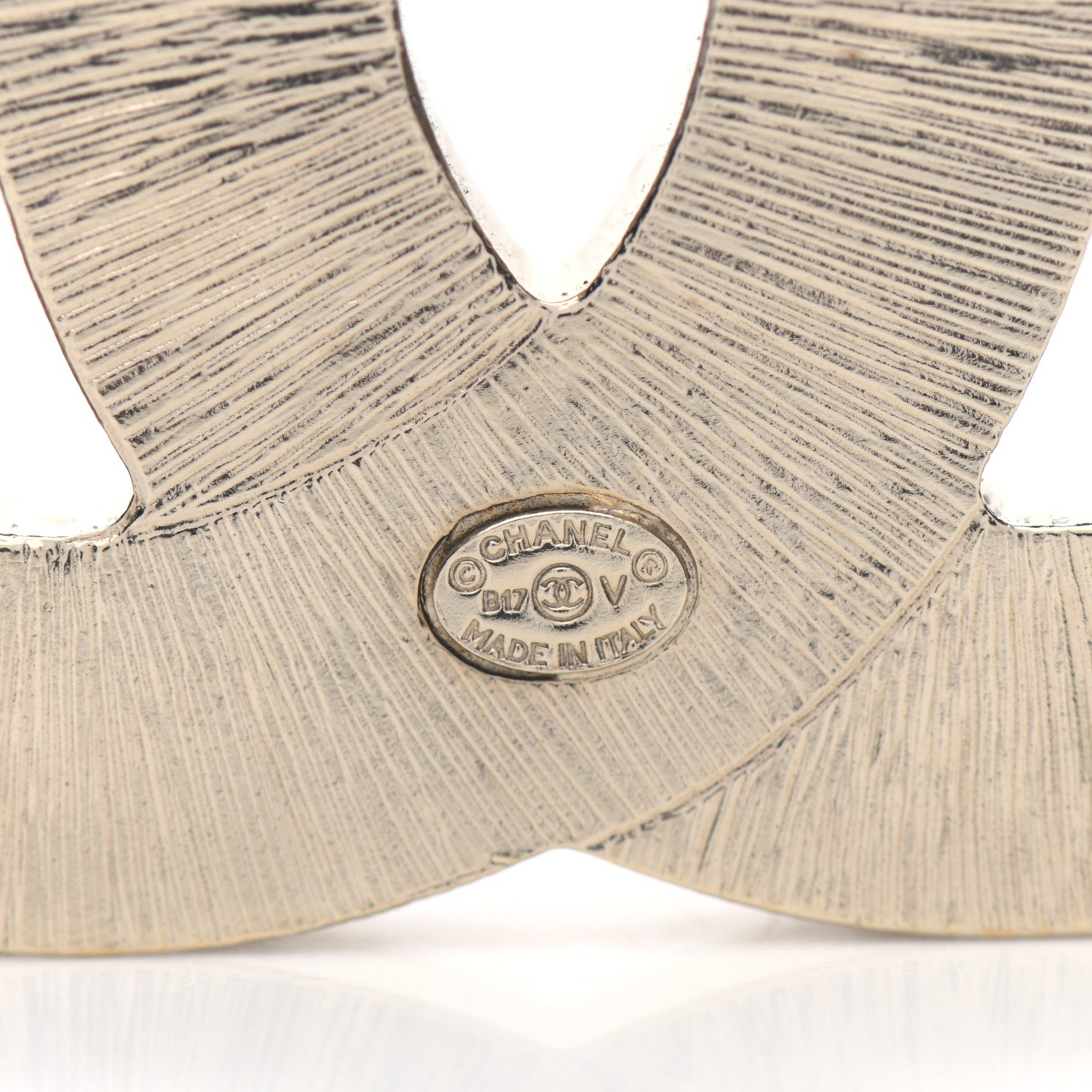Chanel Metal Quilted CC Brooch Silver Gold 4 of 4