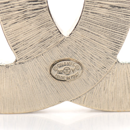 Chanel Metal Quilted CC Brooch Silver Gold 4 of 4