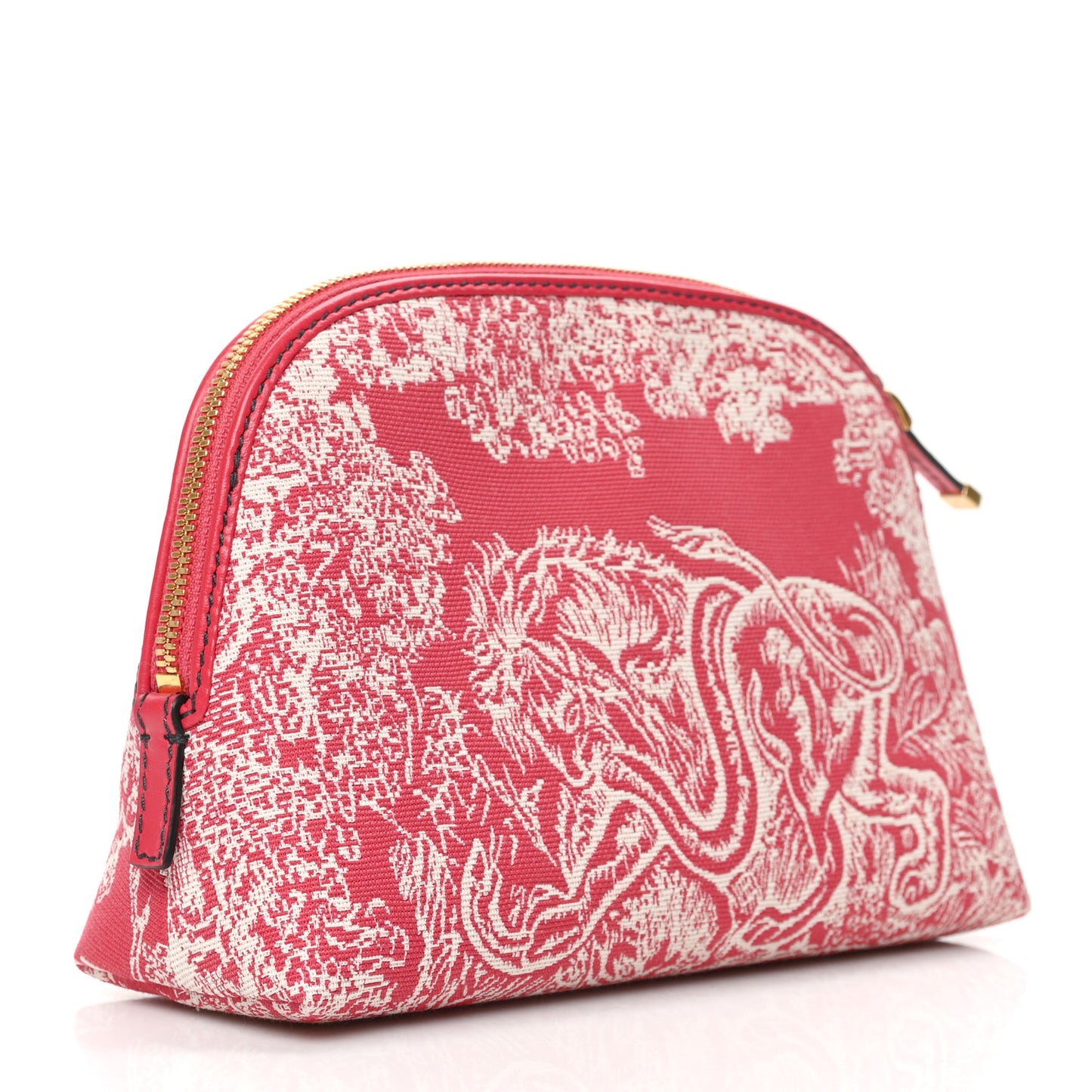 Embroidered Toile De Jouy 30 Montaigne Cosmetic Pouch Fuchsia