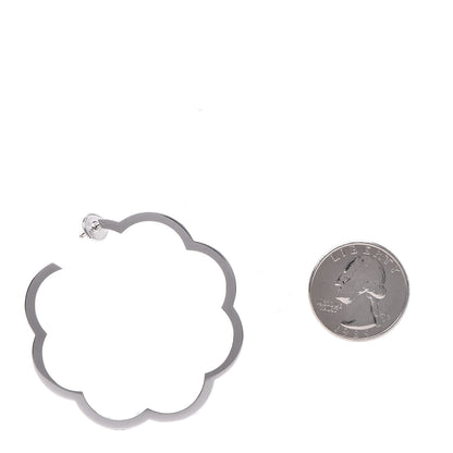Chanel 18K White Gold Large Profil de Camelia Hoop Earrings 2 of 4
