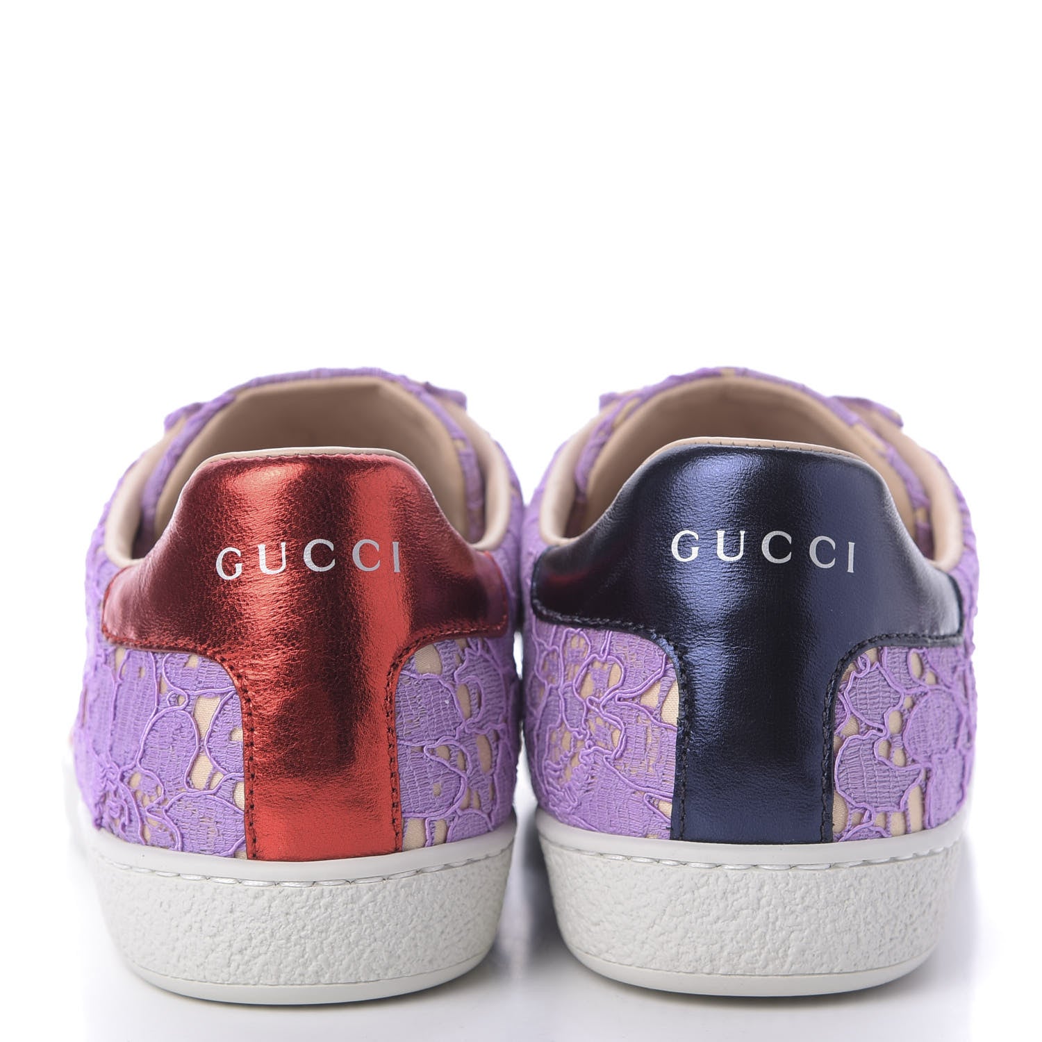 Gucci Lace Crystal Sylvie Web Flower Leaf Womens Ace Sneakers 37.5 Wisteria Perfect Pink 6 of 10