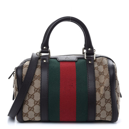 Gucci Monogram Vintage Web Small Boston Dark Brown 1 of 10