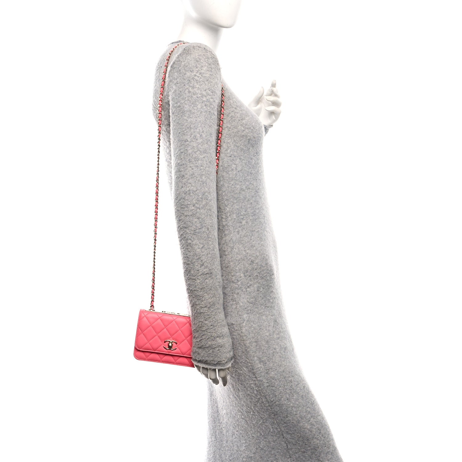 Chanel Lambskin Quilted Mini Trendy CC Wallet On Chain WOC Pink 2 of 12