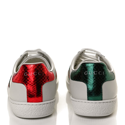 Gucci Calfskin Ayers Bee Embroidered Womens Ace Sneakers 36 White Green 6 of 11