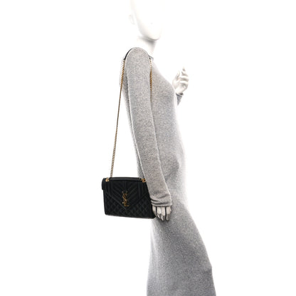 Saint Laurent Grain De Poudre Textured Mixed Matelasse Triquilt Medium Monogram Satchel Black 2 of 11