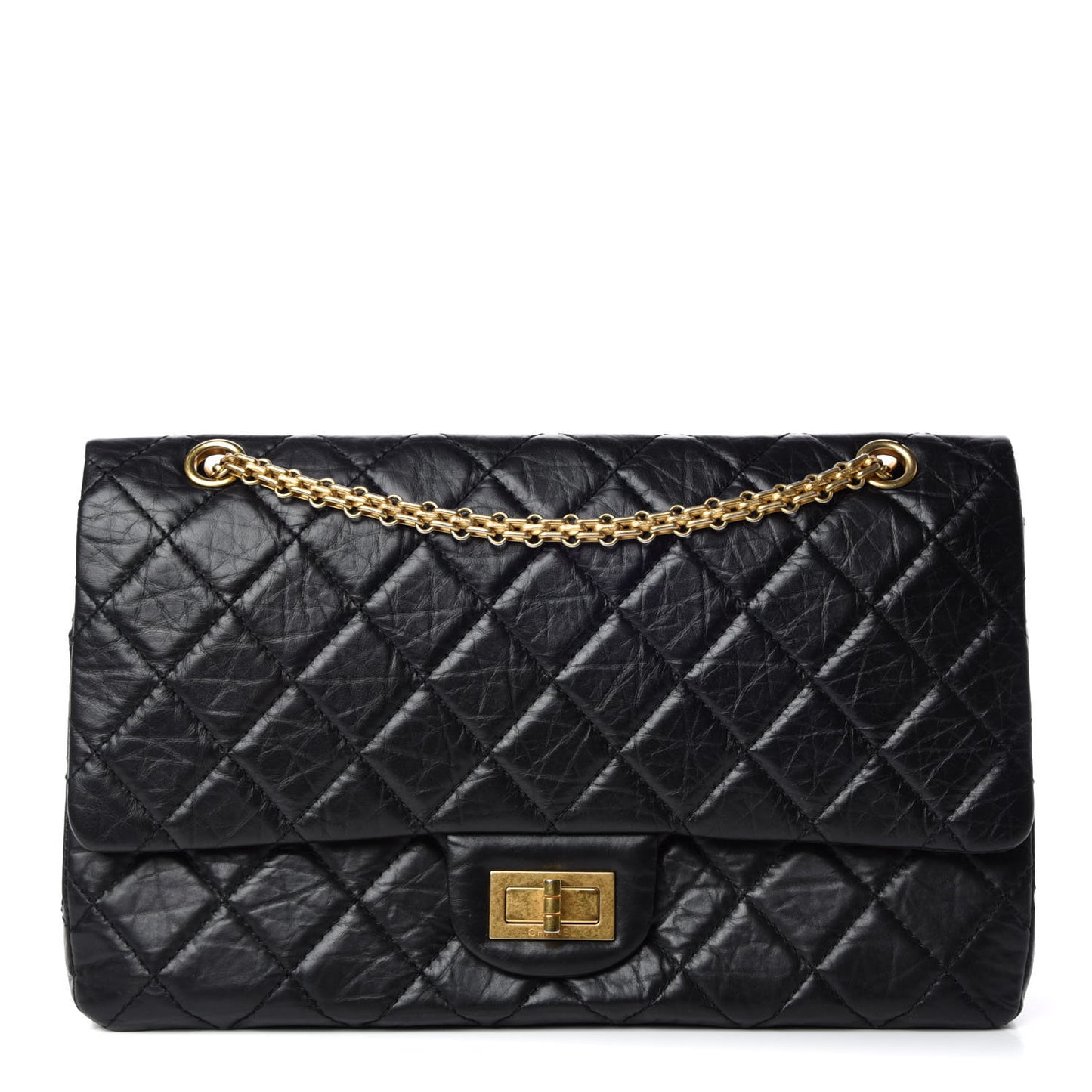 Aged Calfskin Quilted 2.55 Reissue 227 Flap Black