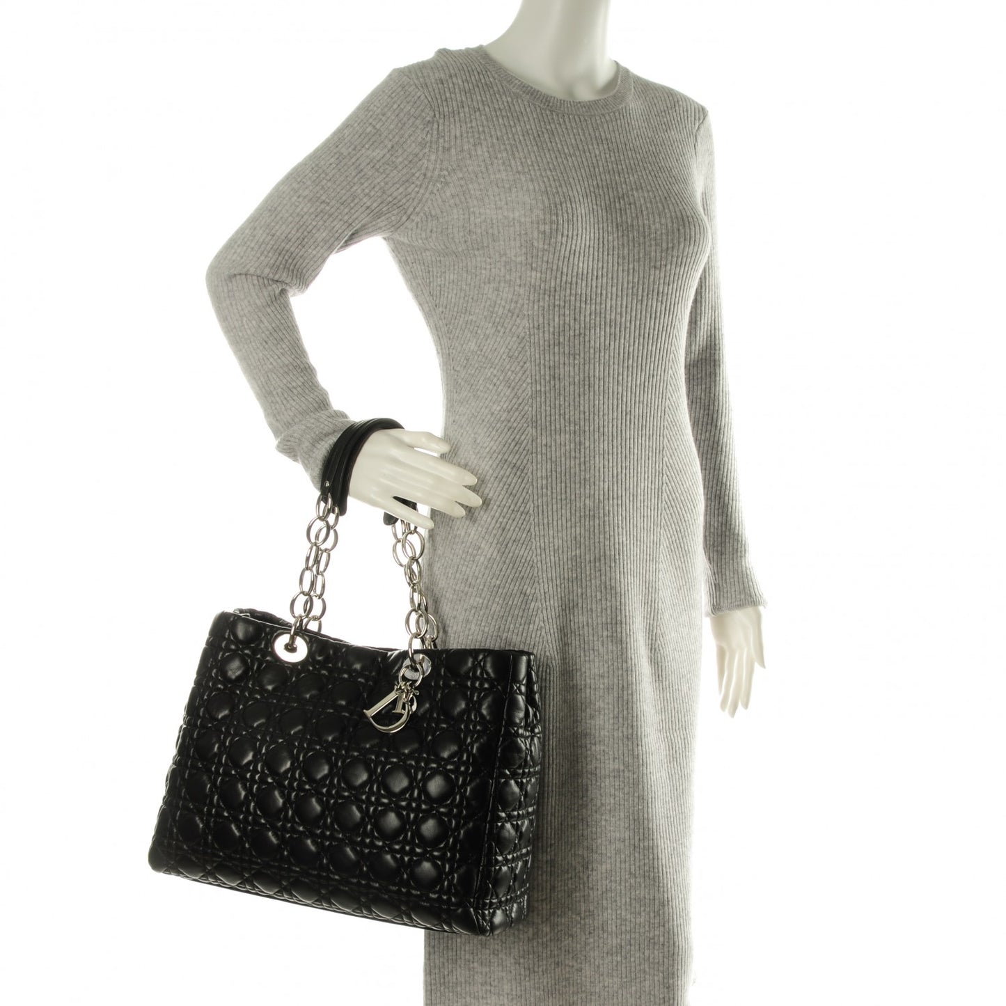 Lambskin Cannage Large Dior Soft Shopping Tote Black