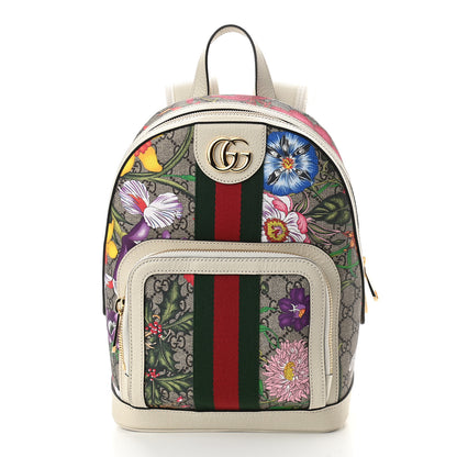 Gucci GG Supreme Monogram Flora Web Small Ophidia Day Backpack White 1 of 9