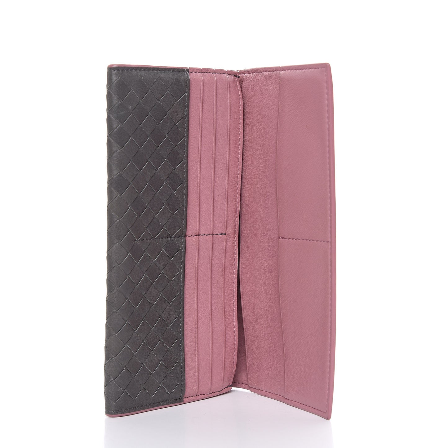 Nappa Intrecciato Continental Flap Wallet Light Grey Watteau