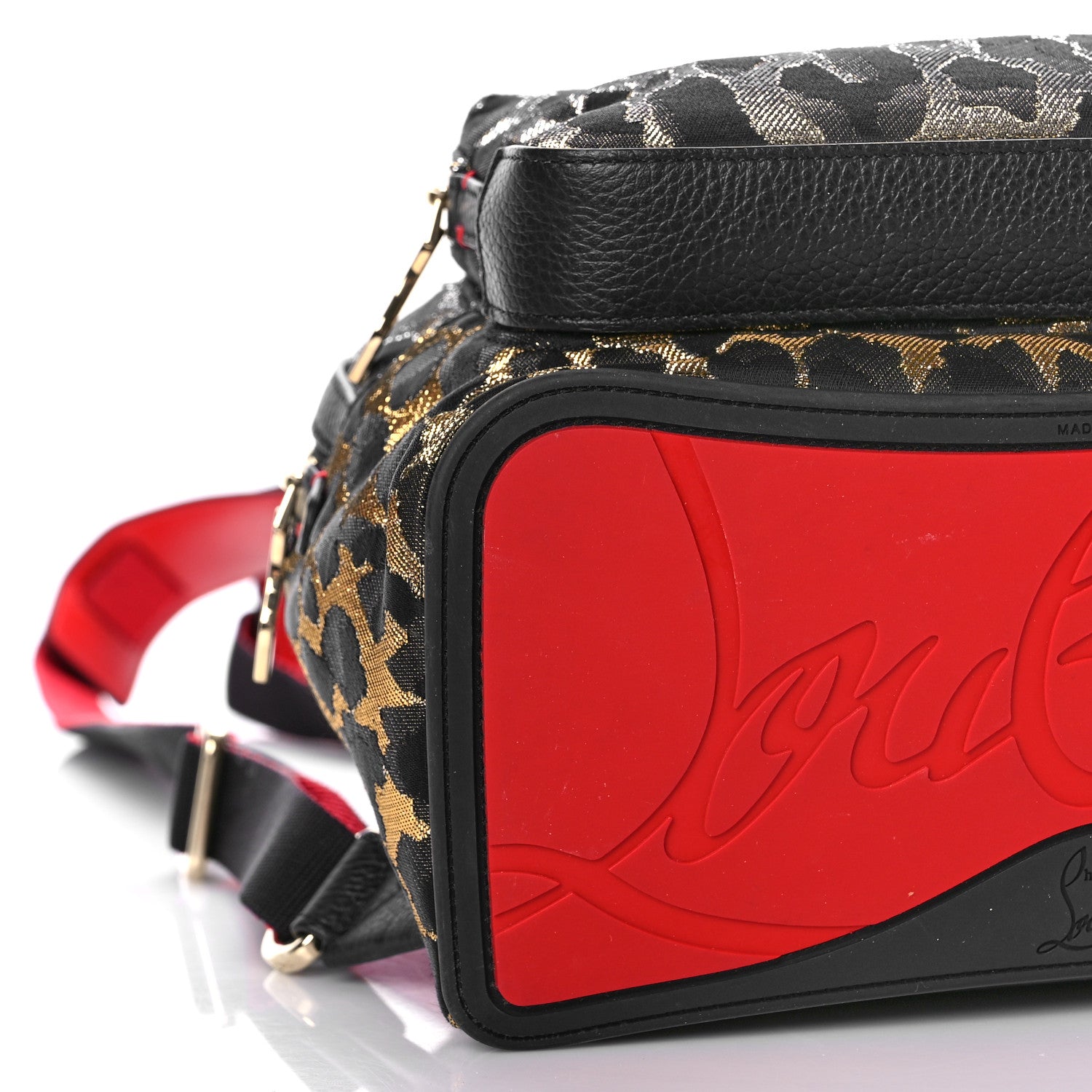 Christian Louboutin Nylon Calfskin Leopard Studded Small Backloubi Backpack Black 8 of 10
