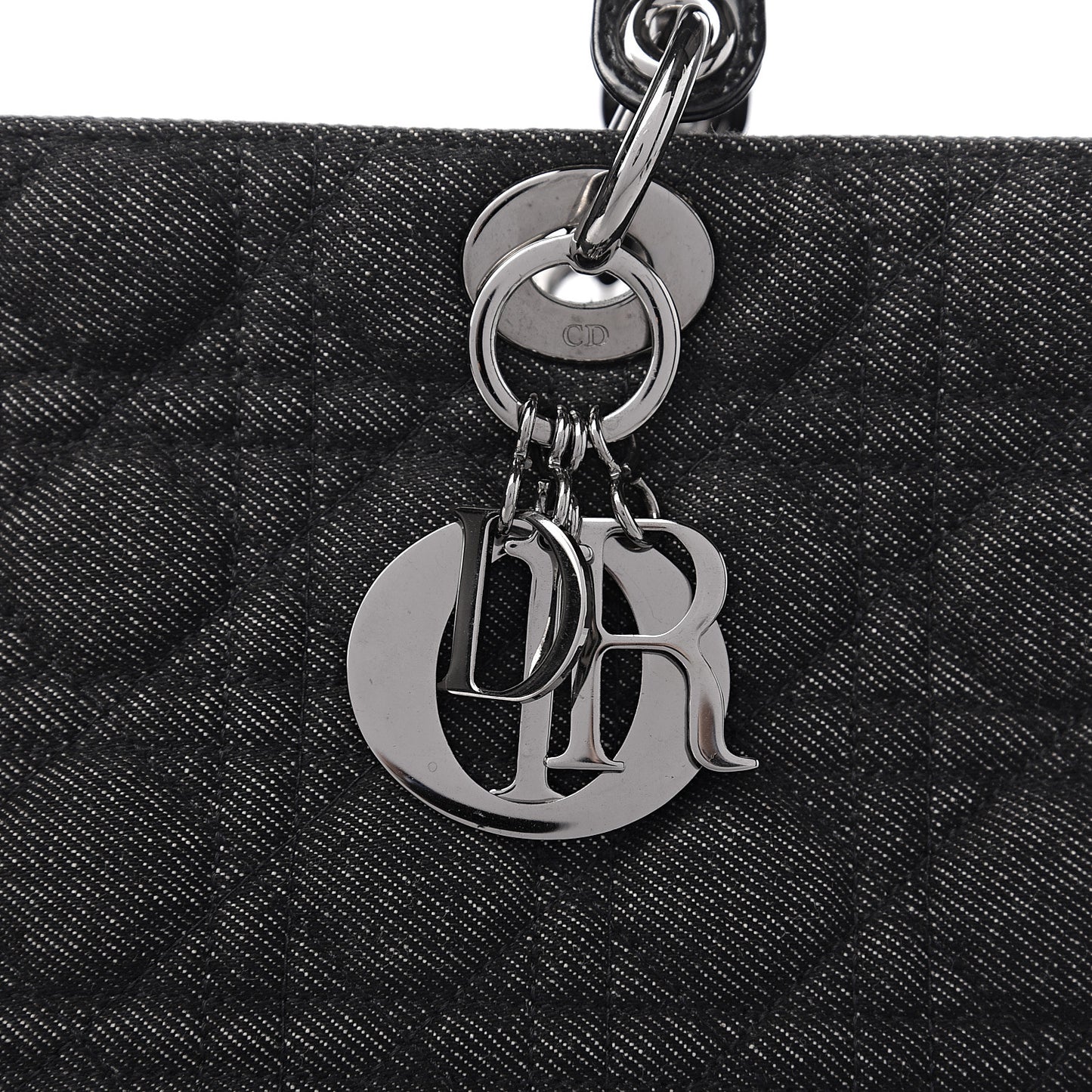 Denim Cannage Large Lady Dior Black