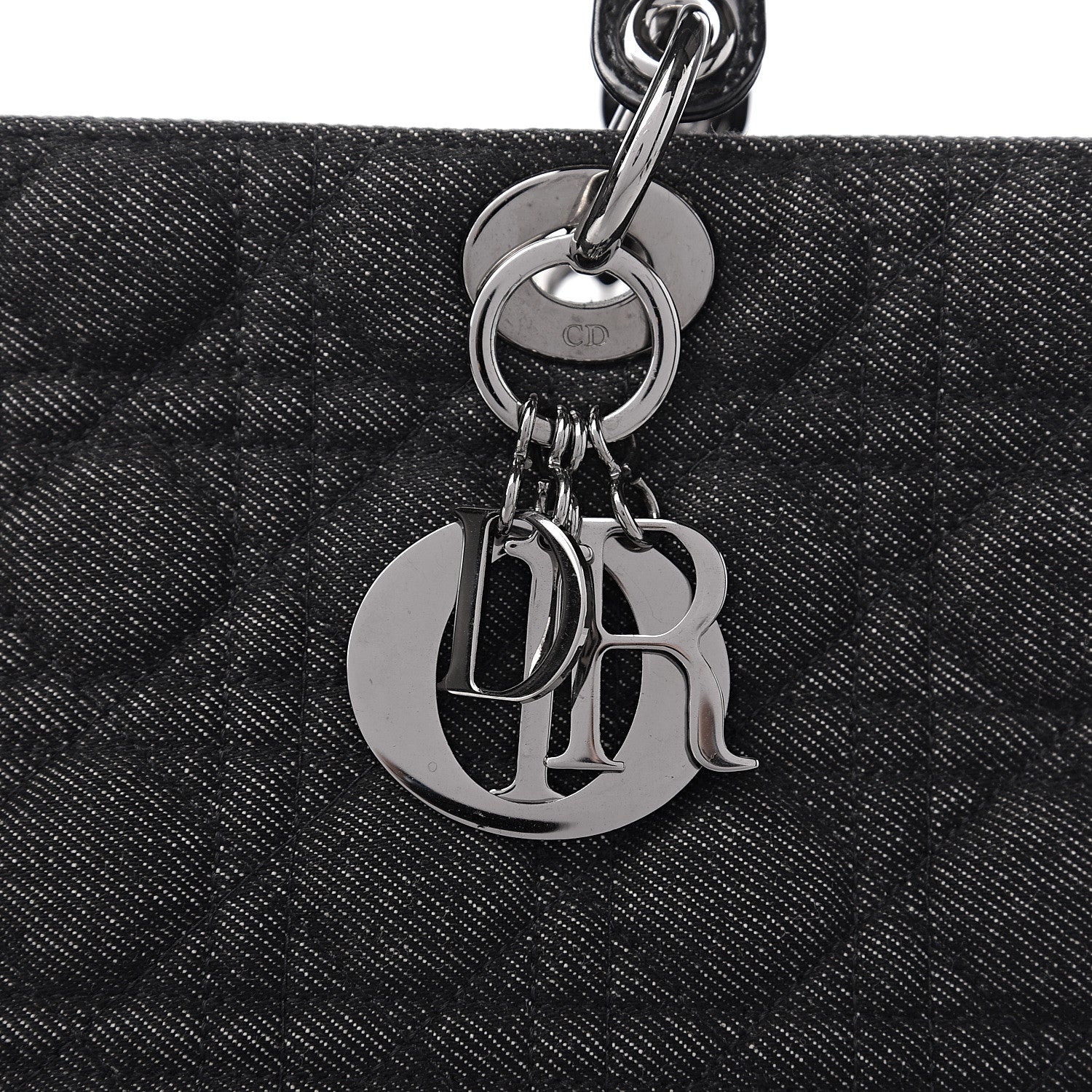 Christian Dior Denim Cannage Large Lady Dior Black 7 of 9
