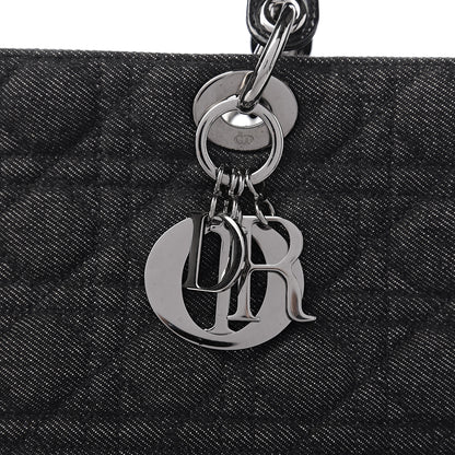 Christian Dior Denim Cannage Large Lady Dior Black 7 of 9