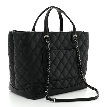 Chanel Calfskin Quilted Small Easy Shopping Tote Black 3 of 10