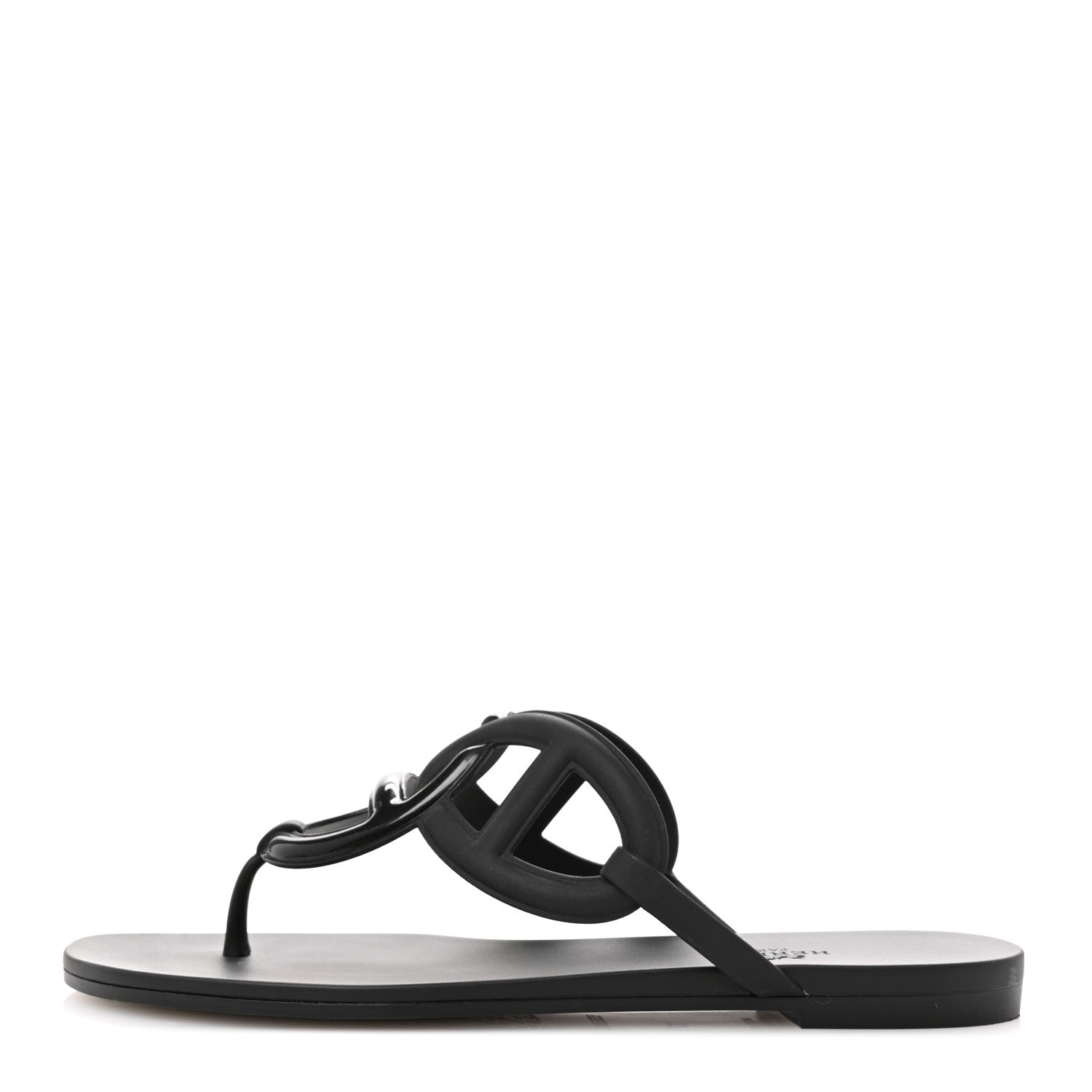 Hermes Rubber Womens Egerie Sandals 37 Black 1 of 9