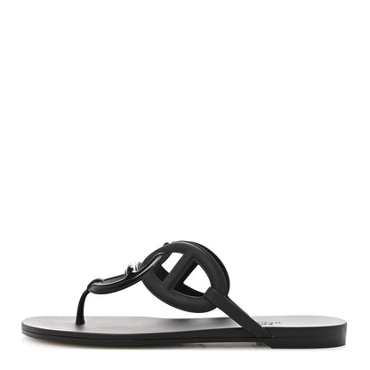 Hermes Rubber Womens Egerie Sandals 37 Black 1 of 9