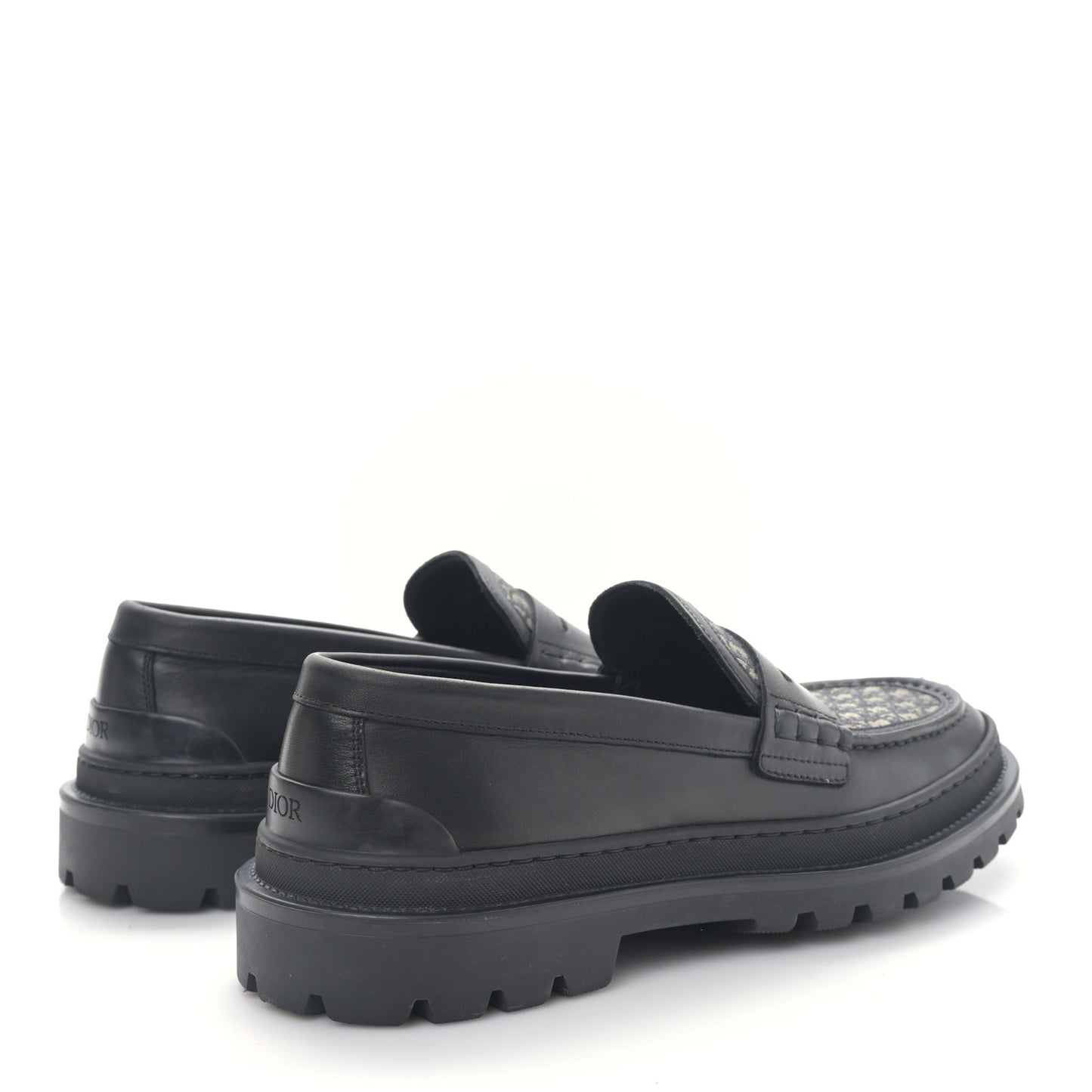 Calfskin Oblique Explorer Loafers 39 Beige Black