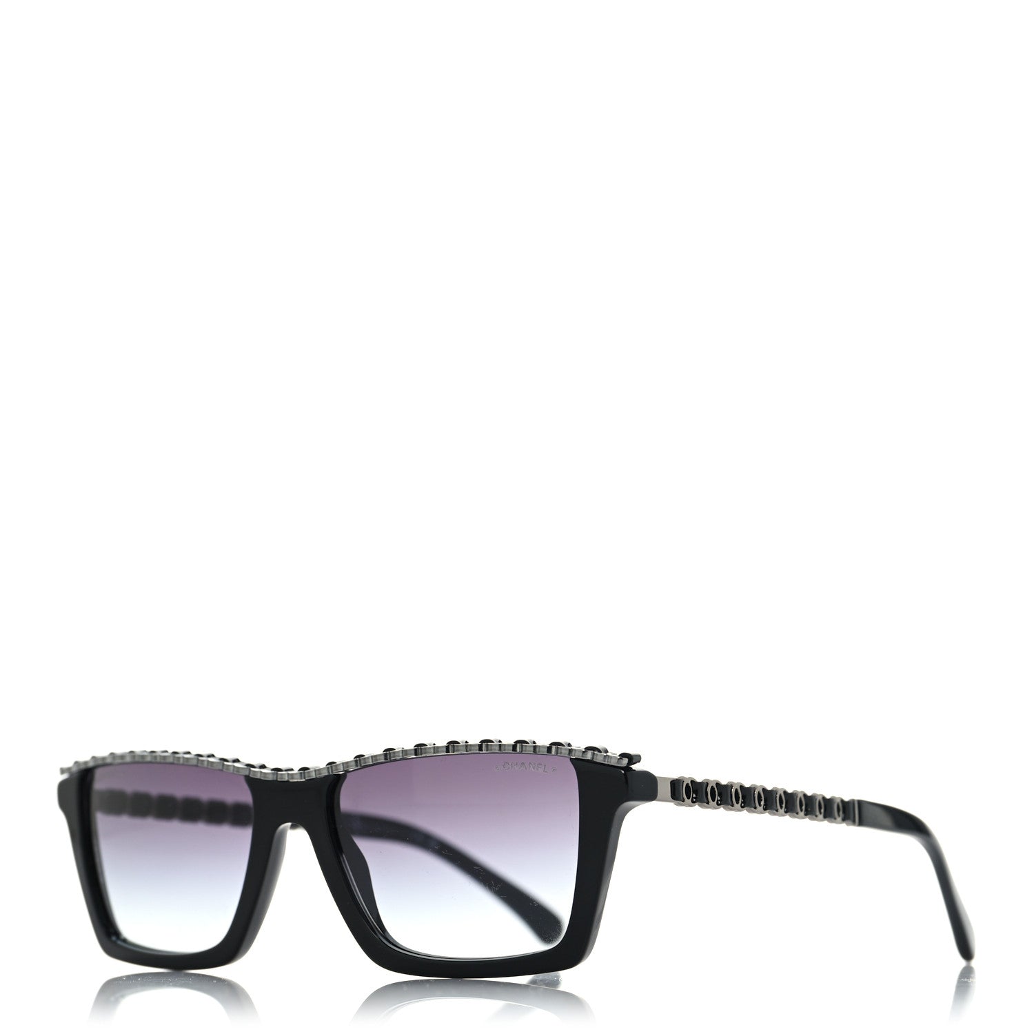 Chanel Acetate Metal Calfskin CC Square Sunglasses 5548-Q-A Black 1 of 6