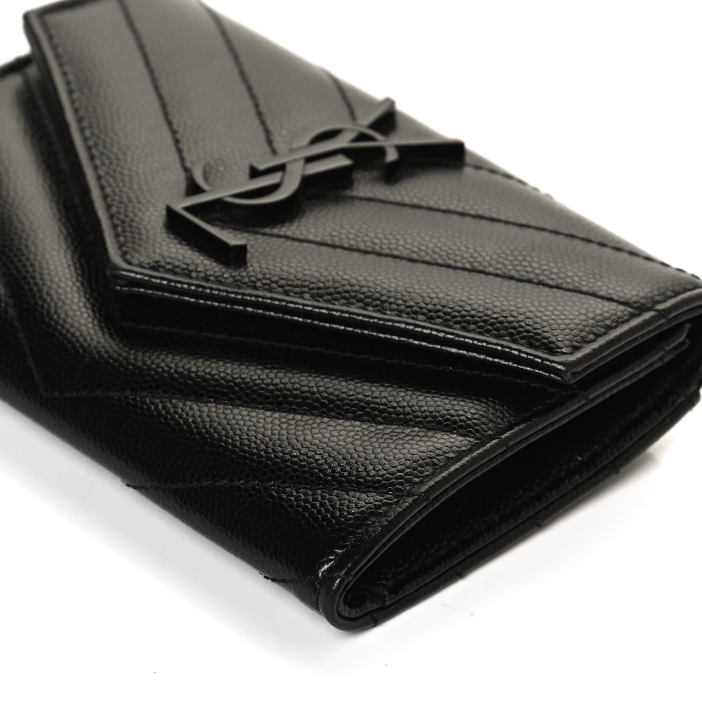 Grain De Poudre Matelasse Chevron Small Monochrome Monogram Envelope Wallet Black