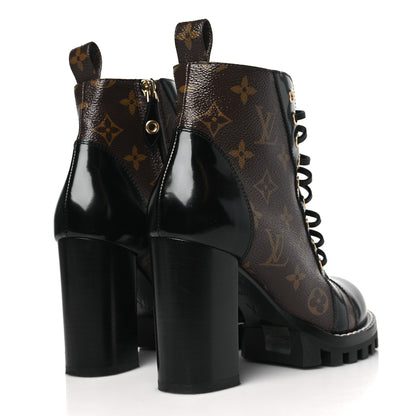 Louis Vuitton Patent Calfskin Monogram Star Trail Ankle Boots 36.5 Black 4 of 8