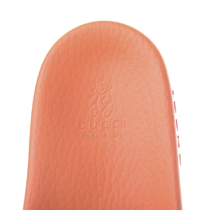 Gucci Rubber Monogram Strawberry Print Womens Slide Sandals 35 Orange 6 of 7