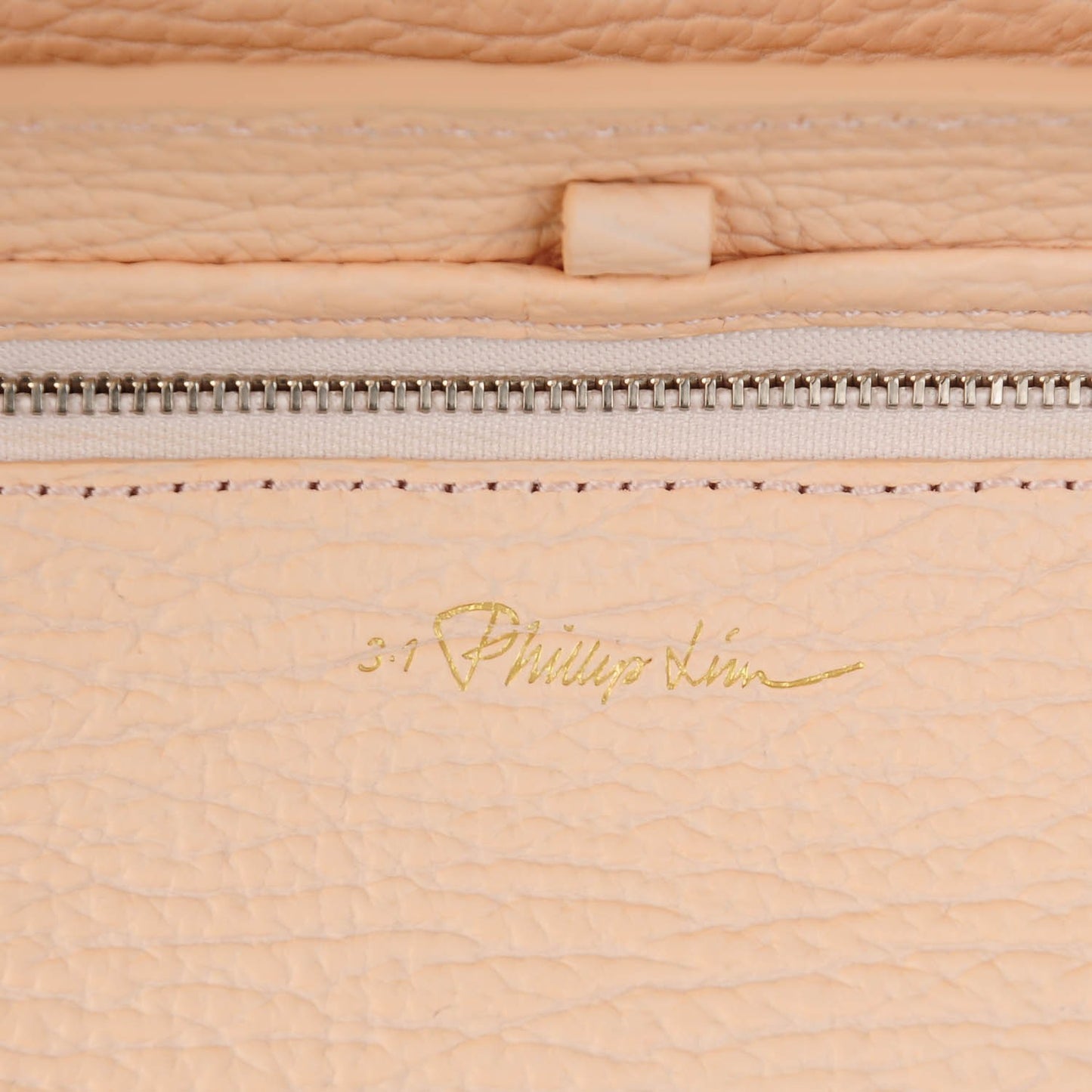 3.1 Textured Calfskin Medium Pashli Satchel White Peach