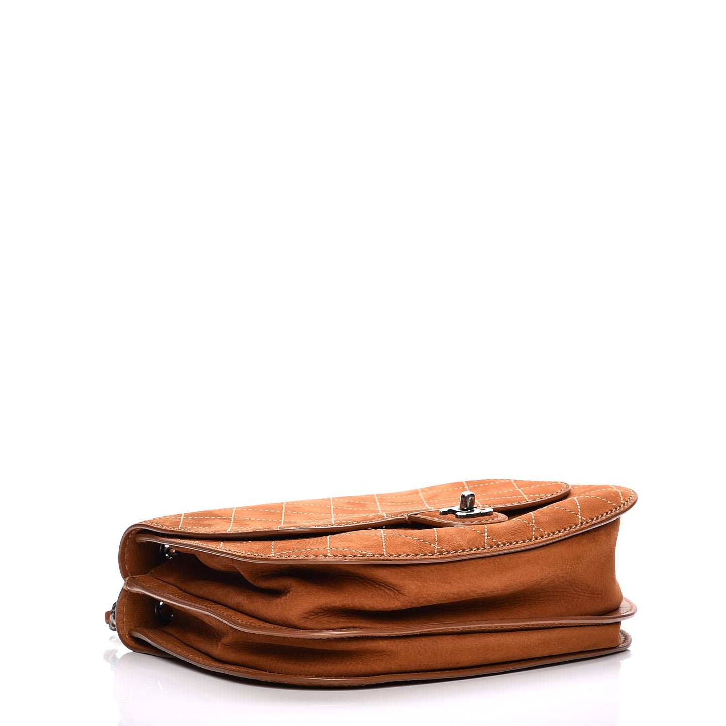 Suede Quilted Coco Twin Large Flap Brown