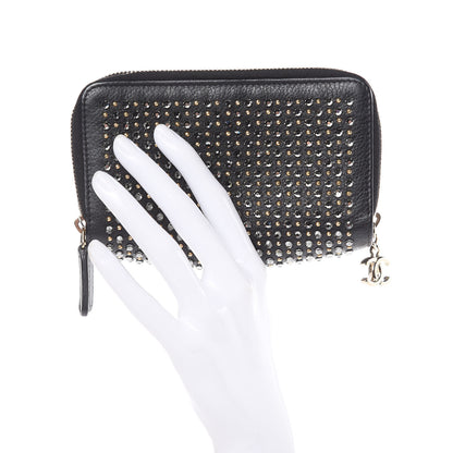 Chanel Bullskin Strass Studded Zip Around Phone Holder Black 2 of 8