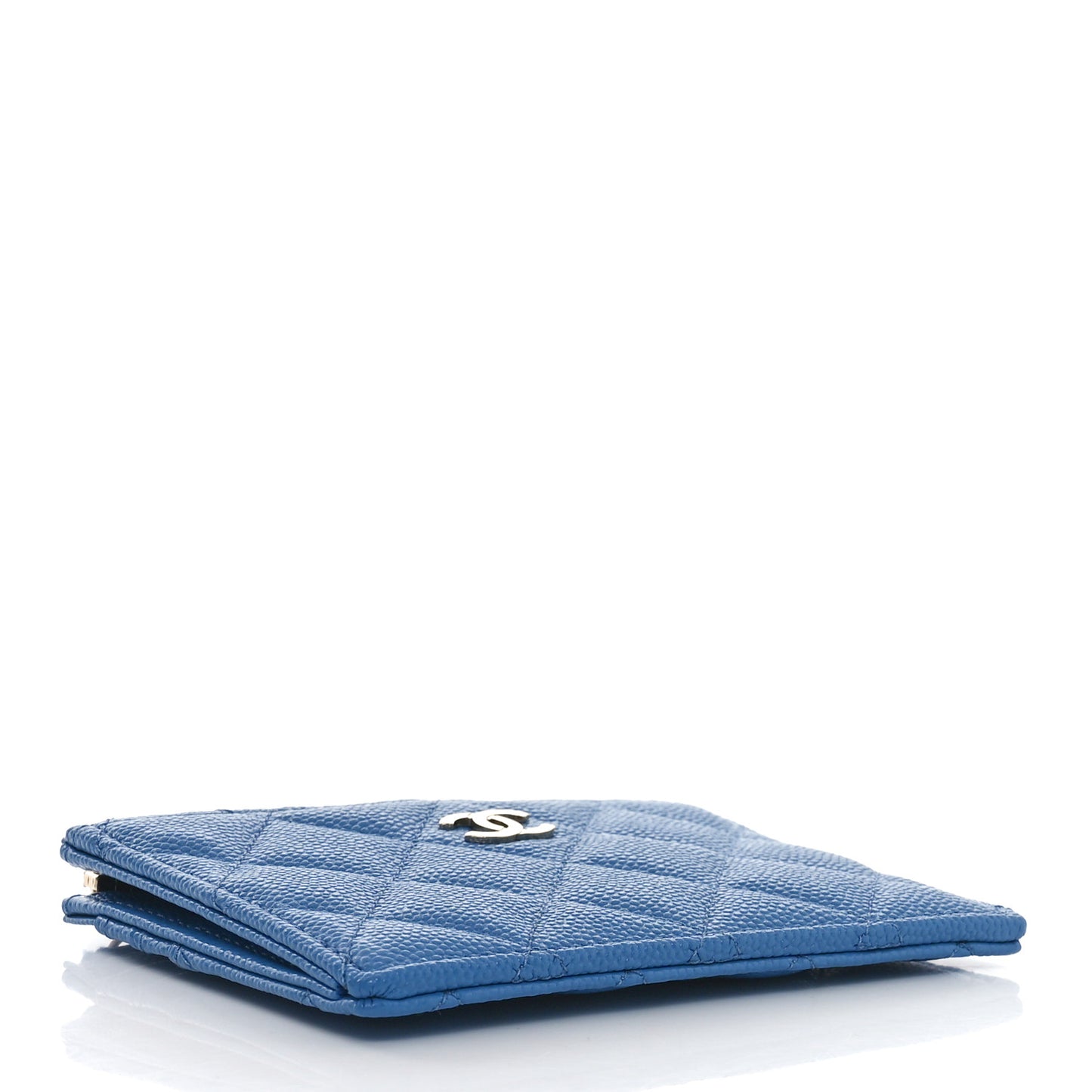Caviar Quilted CC Zip Card Holder Blue