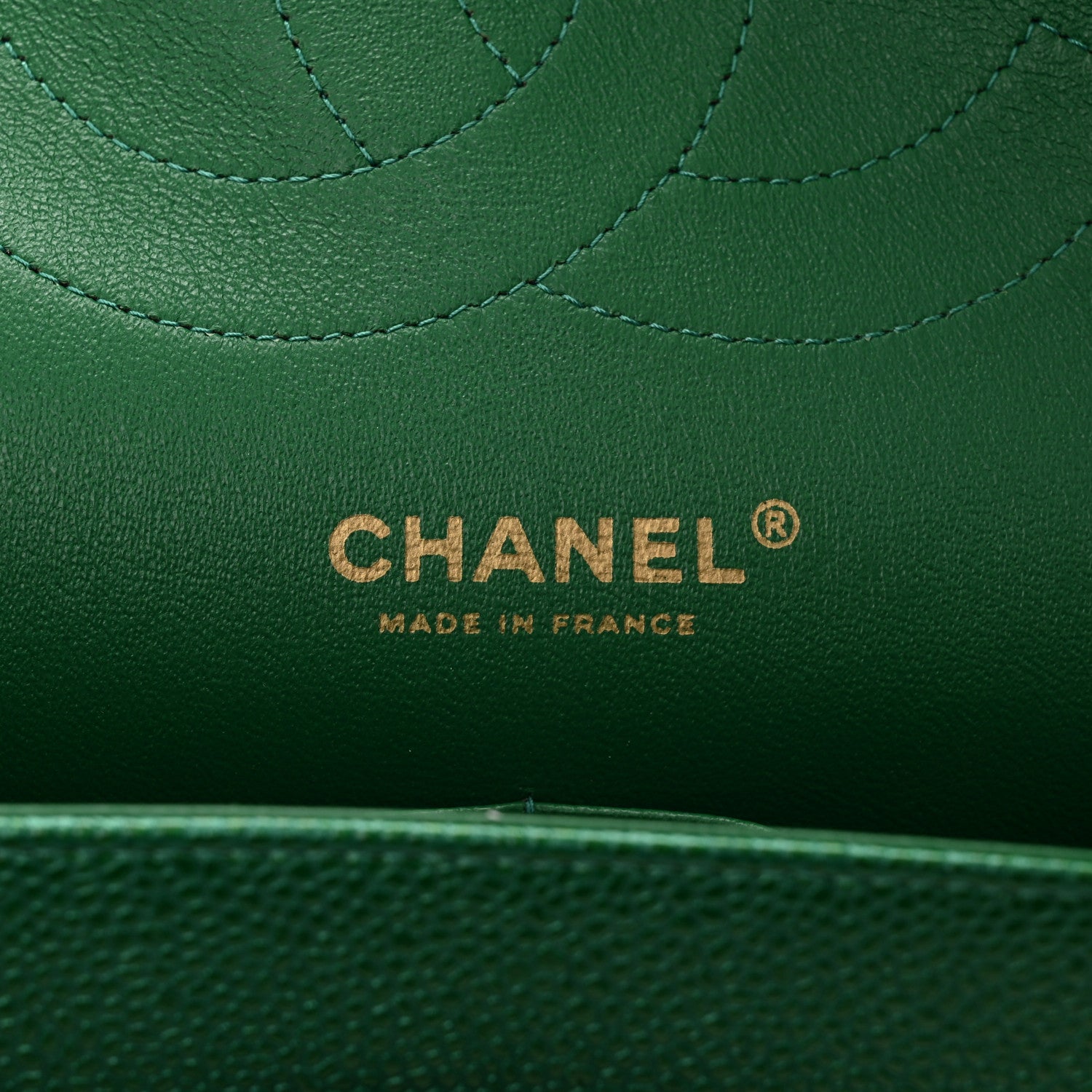 Chanel Metallic Caviar Quilted Jumbo Double Flap Green 6 of 11