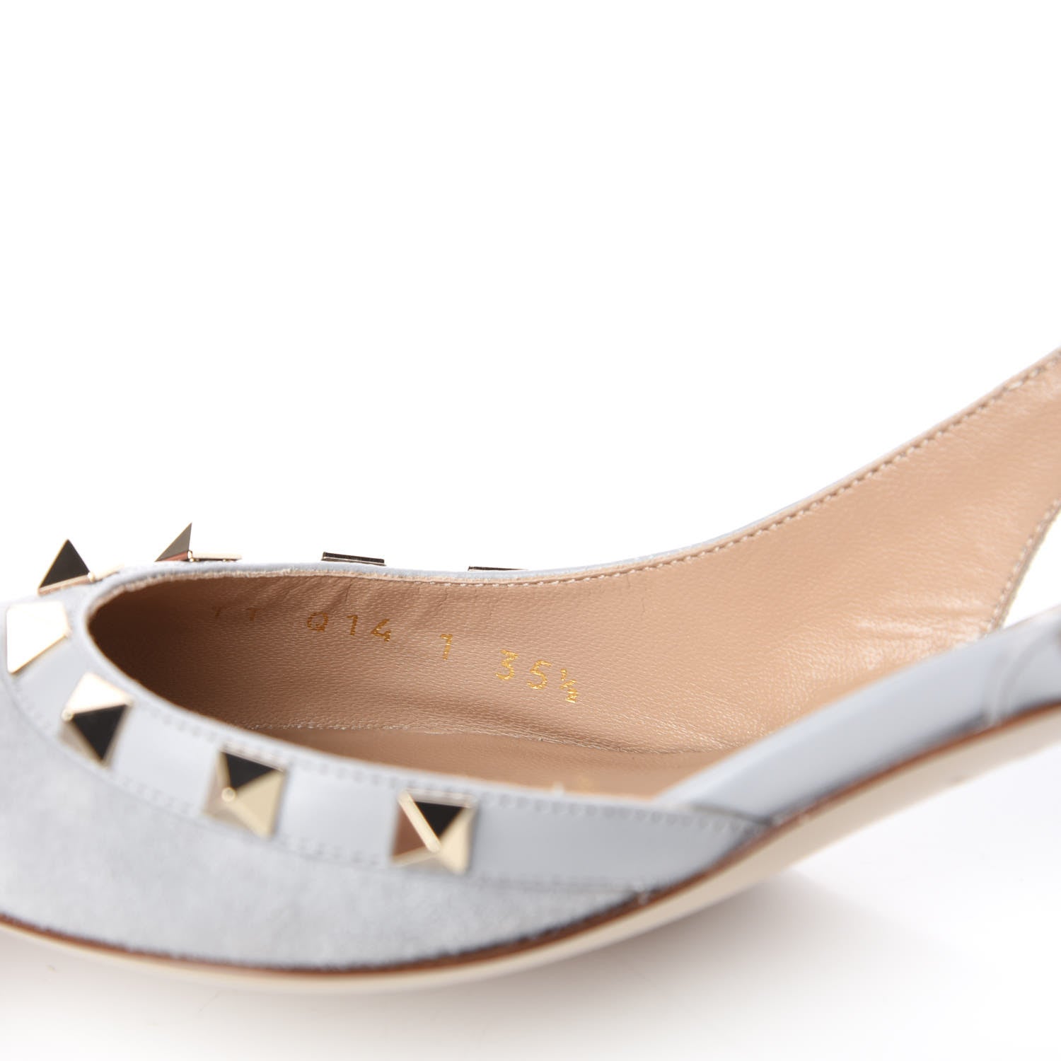 Valentino Garavani Suede Nappa Rockstud Half D'Orsay Slingback 50mm Pumps 35.5 Pastel Grey 8 of 12