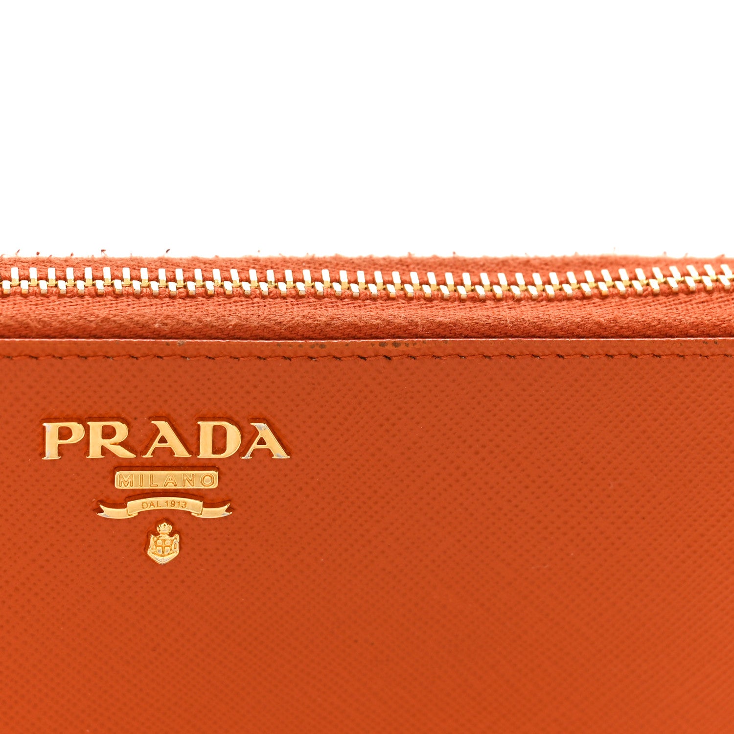 Prada Saffiano Metal Zip Around Wallet Rame 9 of 10