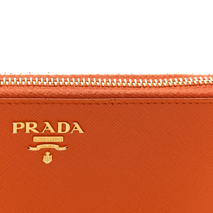 Prada Saffiano Metal Zip Around Wallet Rame 9 of 10