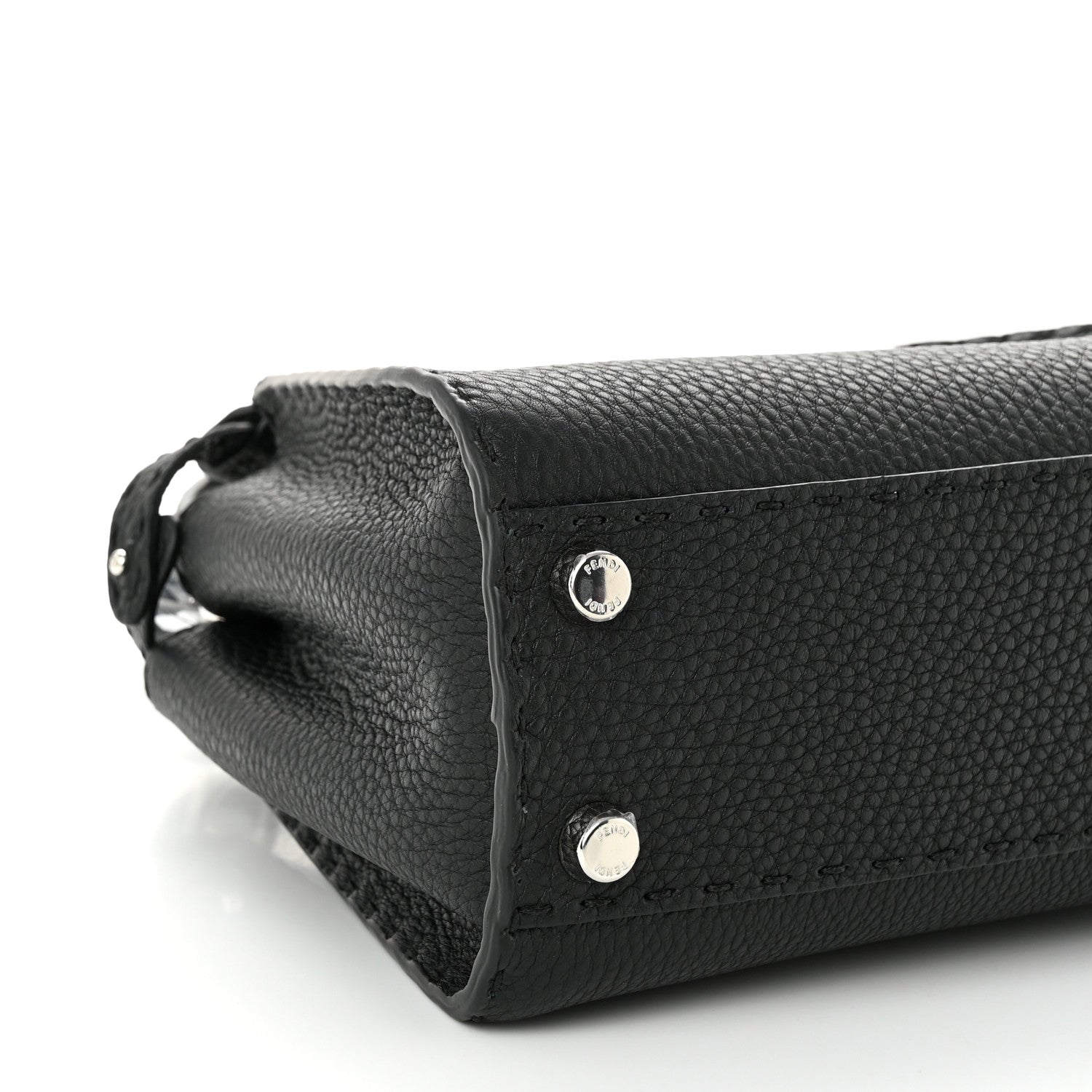 Fendi Cuoio Romano Selleria Bi-Color Mini Peekaboo Iconic Satchel Black Mou 9 of 10