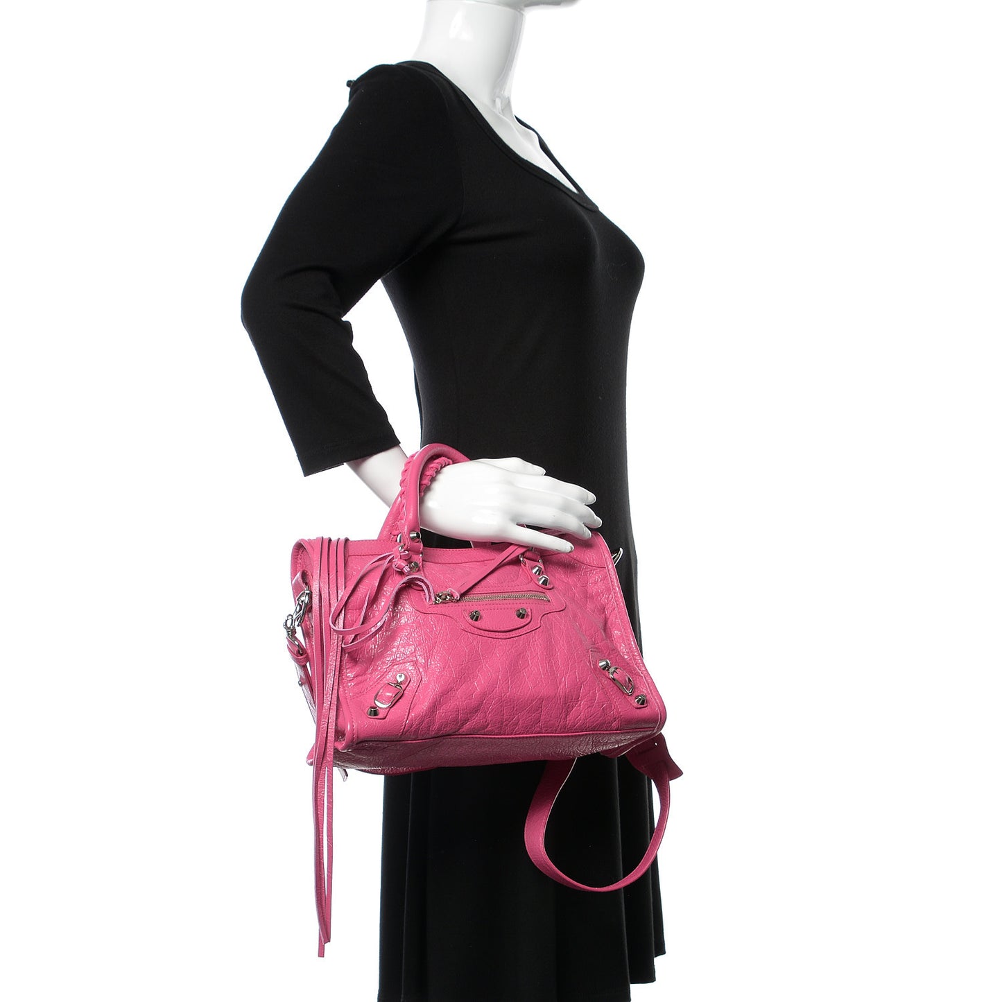 Agneau Classic Silver Hardware S City Rose Flamingo