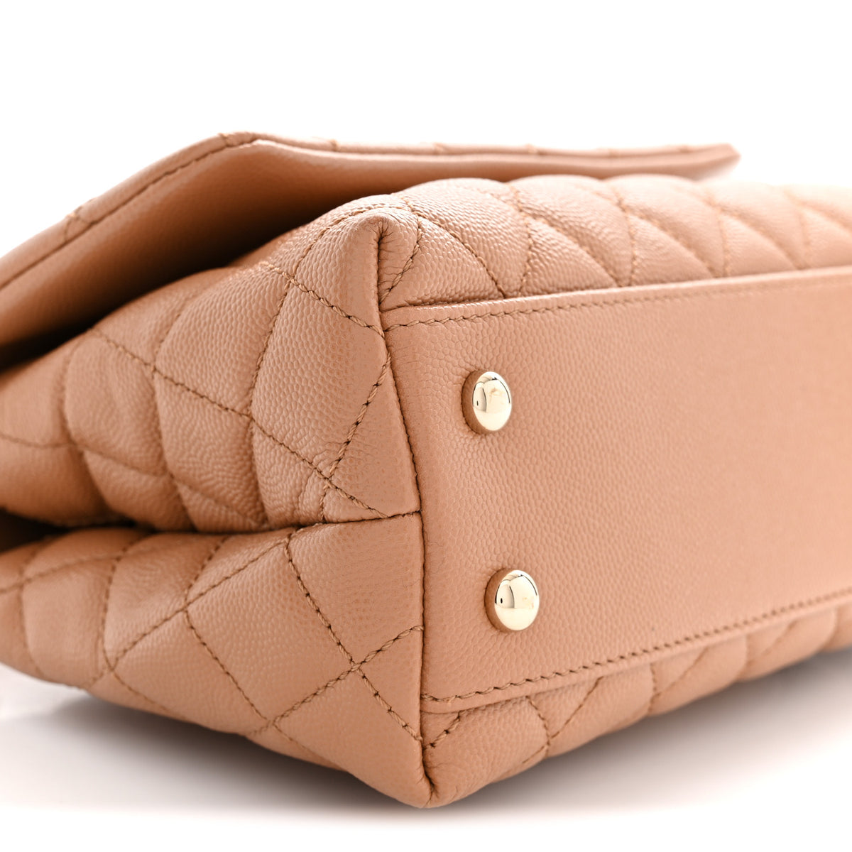Caviar Quilted Mini Coco Handle Flap Beige