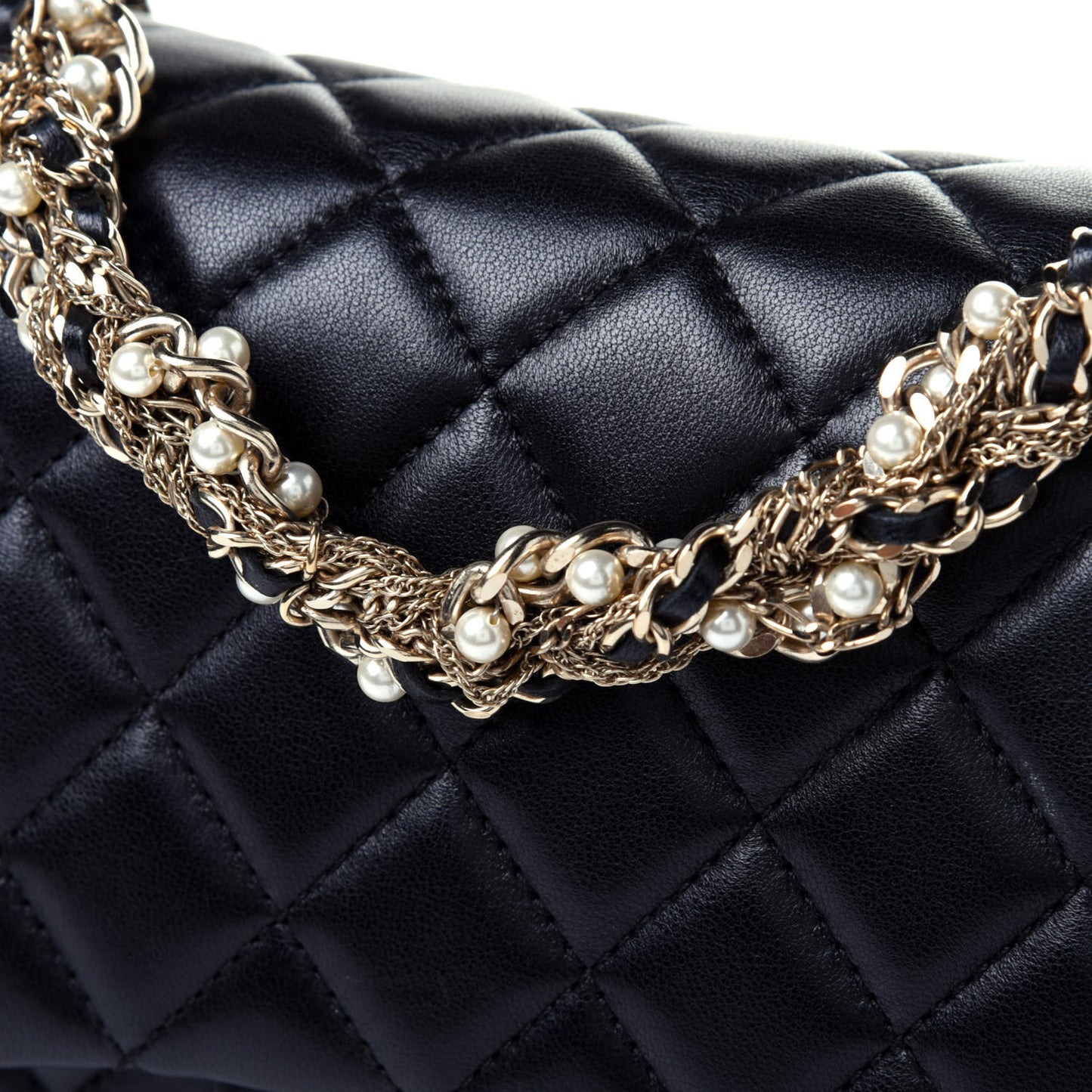Lambskin Quilted Medium Westminster Pearl Flap Black