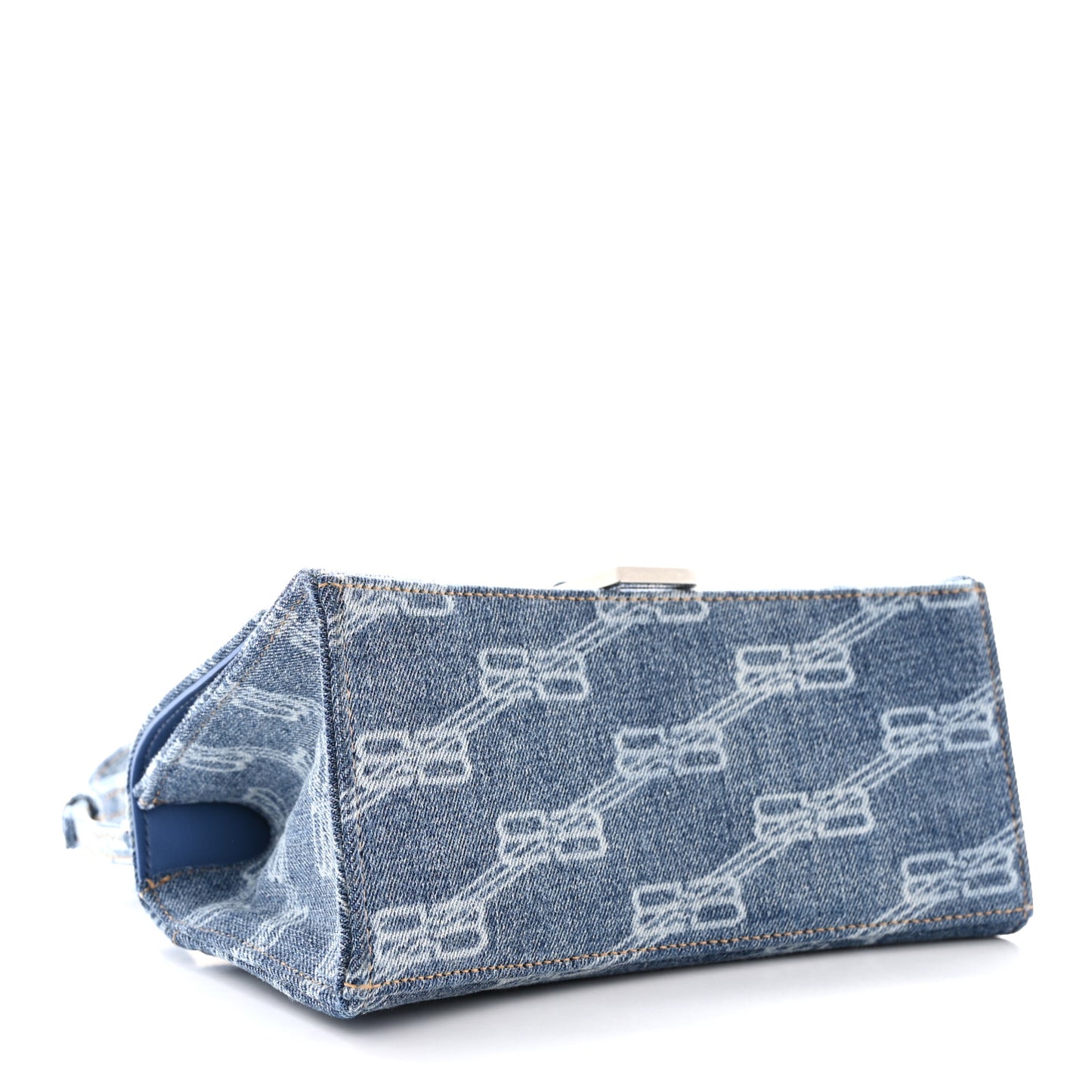 Denim BB Monogram Small Hourglass Top Handle Bag Blue
