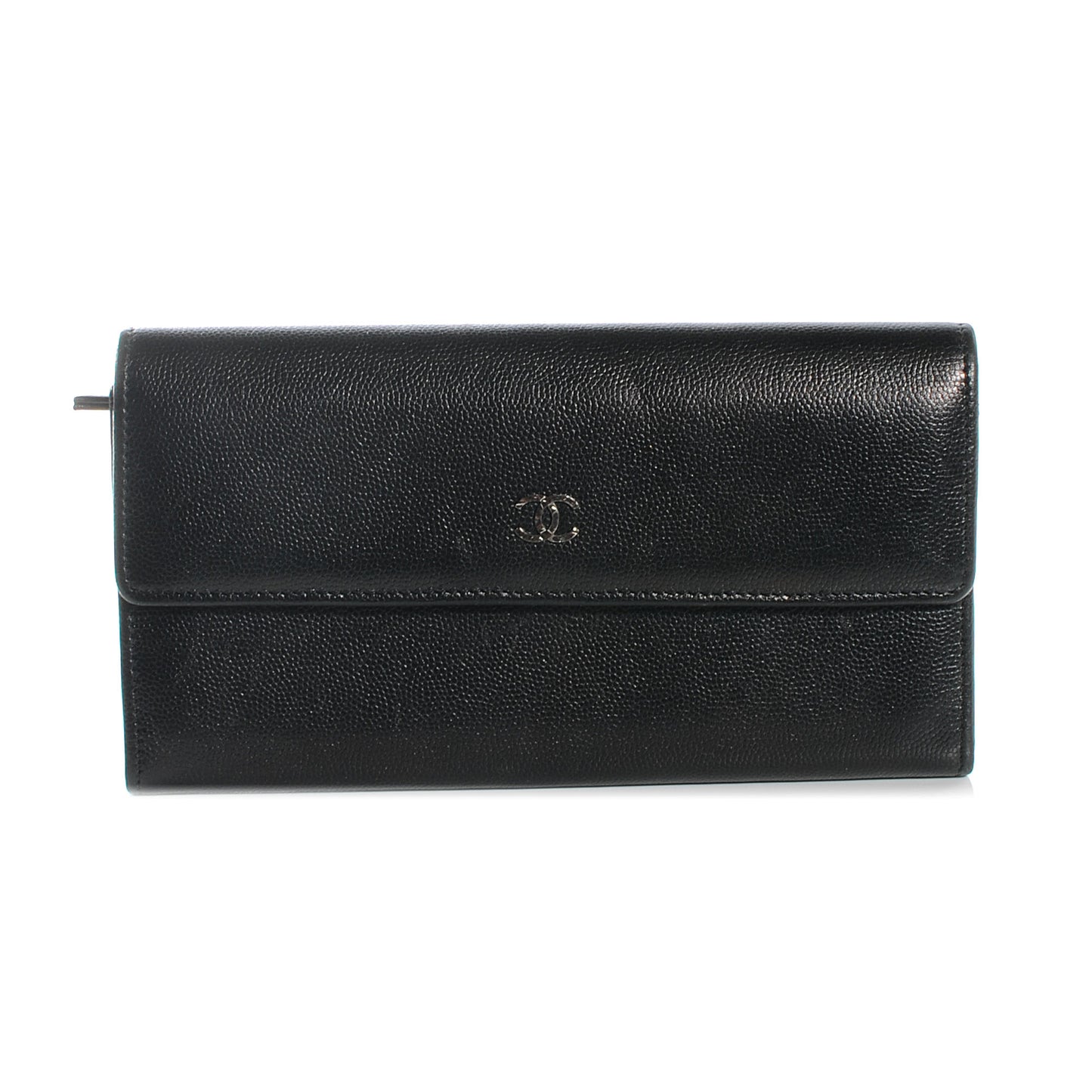 Caviar Sevruga Large Gusset Flap Wallet Black