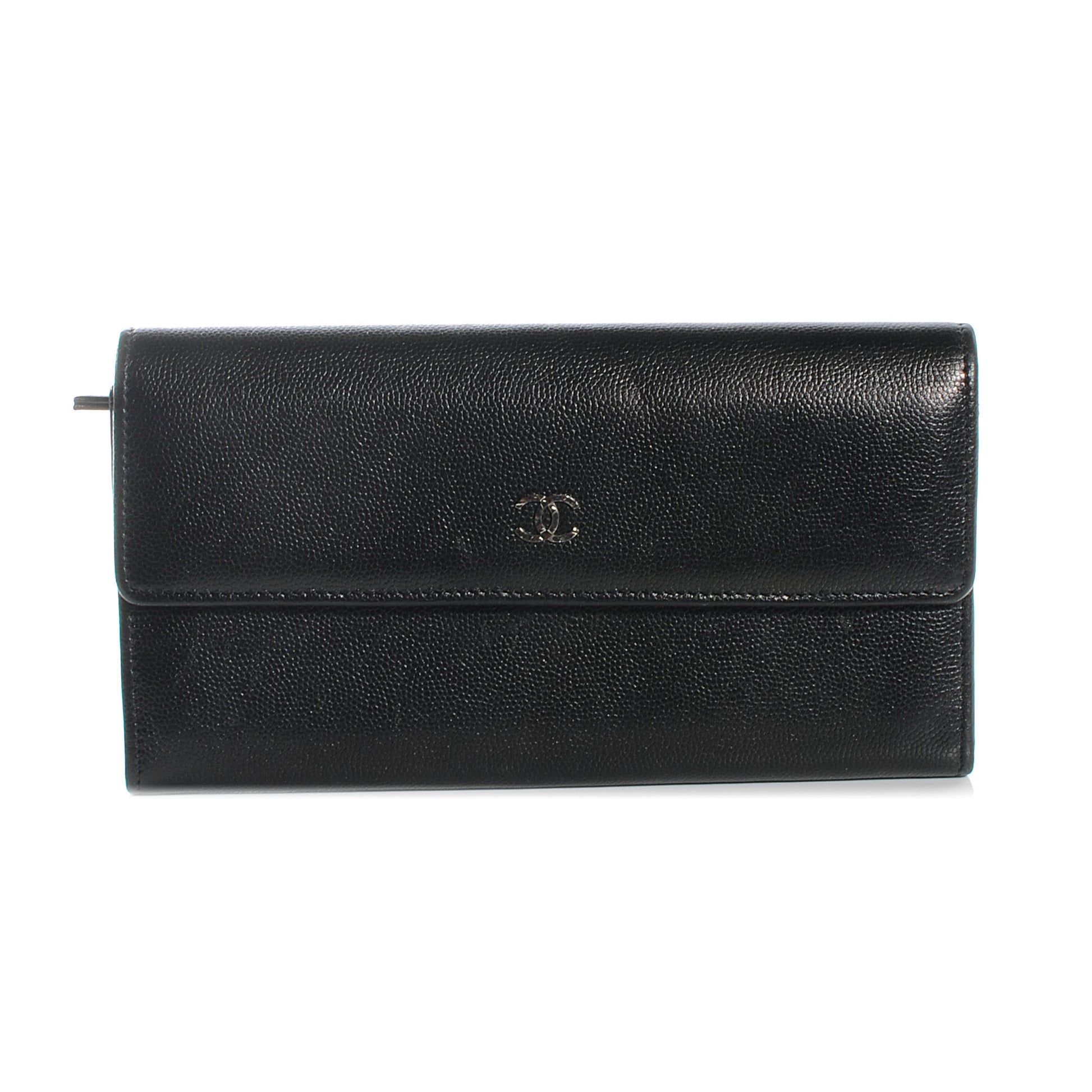 Chanel Caviar Sevruga Large Gusset Flap Wallet Black 1 of 7