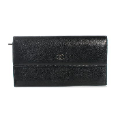 Chanel Caviar Sevruga Large Gusset Flap Wallet Black 1 of 7