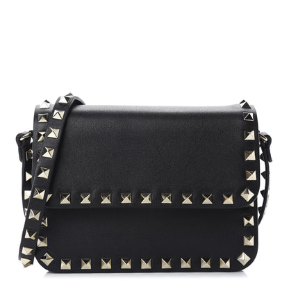 Valentino Garavani Vitello Rockstud Flap Crossbody Bag Black 1 of 9