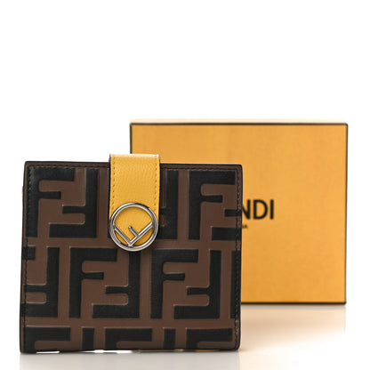 Fendi Vitello Cruise F is Fendi Bi-Color FF 1974 Embossed Compact Wallet Maya Black Sunflower 11 of 11