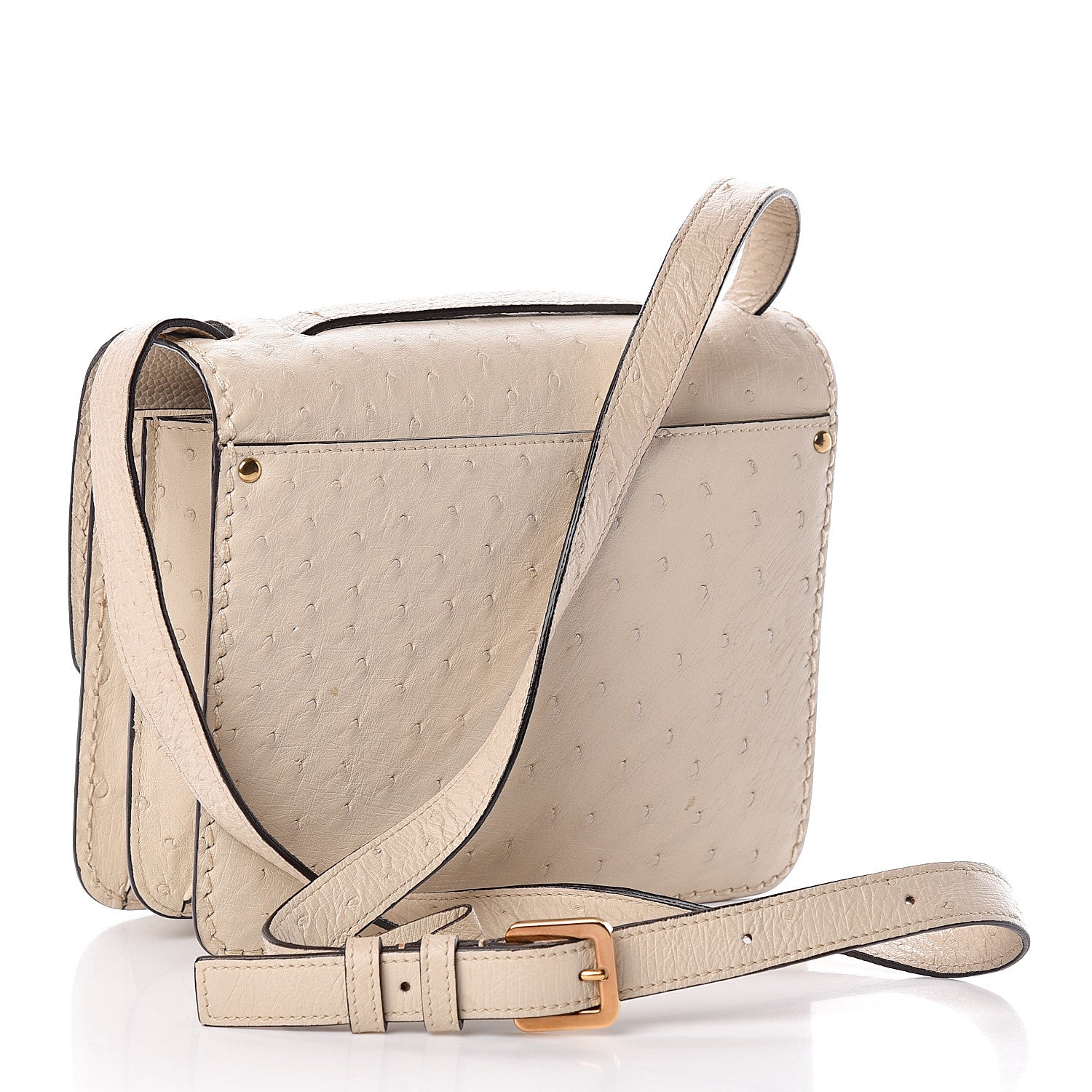 Chloe Ostrich Louise Shoulder Bag Ivory 3 of 14